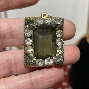 Upcycled Vintage Gold Tone and Rhinestone Pendant